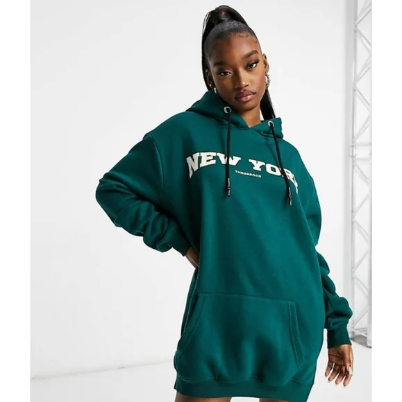 New COTTON blend oversized hoodie dress by PUBLIC DESIRE #A185J - Picture 5 of 15